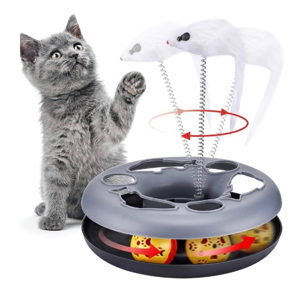 🐈🐈‍⬛🐱🐱Interactive Gray or Red Cat Toy with White Mice